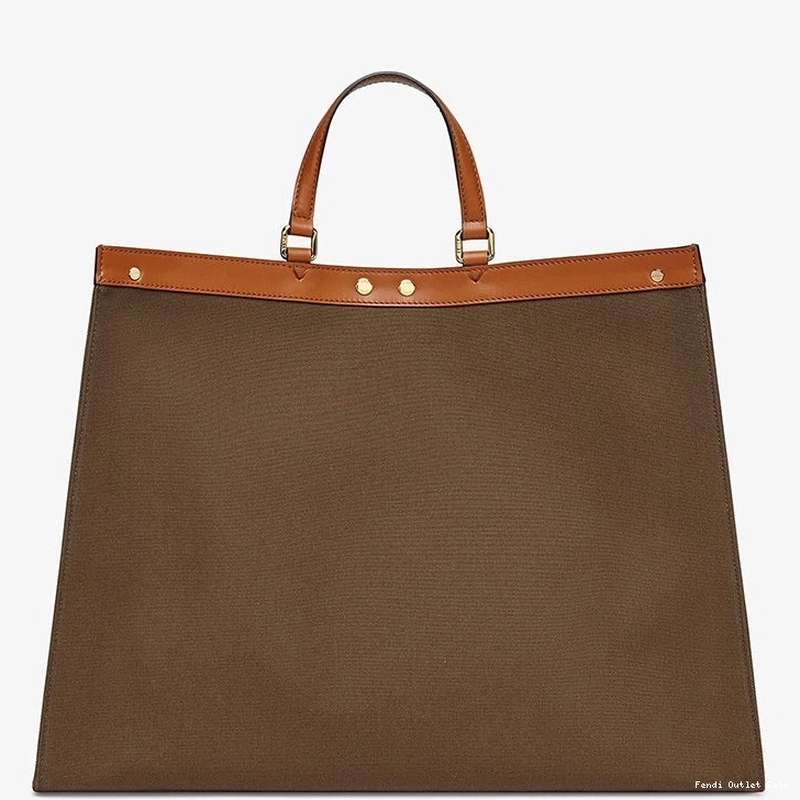Cheap Brown In Peekaboo ROMA Logo Medium Fendi X-Tote Canvas 0728